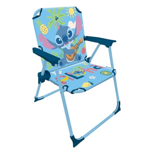Silla Infantil Plegable con Brazos Licencia Oficial – Compacta y Ligera – Fácil de Limpiar – Ideal para Interior y Exterior – Soporta hasta 30 kg (Stitch 5692)
