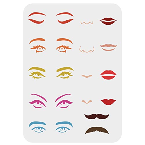 FINGERINSPIRE Facial Features Stencils 29.7x21cm Plastic Eyes Stencils ...
