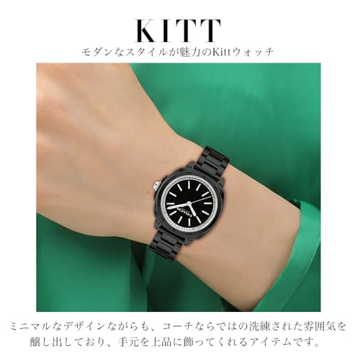 Image of Coach Kitt Qtz Basic Black Tonneau Dial Women's Watch|Black Ceramic Material|Black Color Band - 14504406