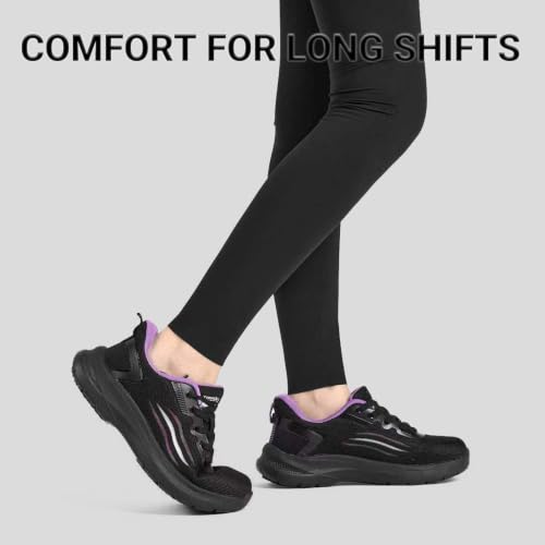 Image of Treesky Non Slip Work Shoes for Women, Restaurant & Kitchen Sneakers | Slip resistant soles, lightweight cushioning, breathable knit, removable insole, for nursing, food service & long shifts