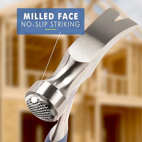 Image of ESTWING Hammer - 16 oz USA Made Straight Rip Claw Hammer with Milled Face & Shock Reduction Grip - E3-16SM