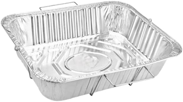 Disposable Aluminum 9x13 Inch Half Size Pans with Handle Rack – BPA-Free, Non-Stick, Ideal for Baking, Roasting – Perfect for Parties & Catering:10CT