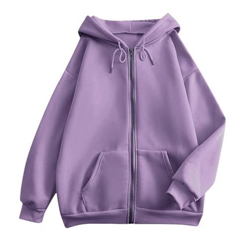 OIOLOYJM Zipper Hoodies for Women Long Sleeve Oversized Sweatshirts Y2k Drawstring Soft Jacket 2025 Fall Fashion with Pockets