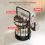 Rotating Spice Rack with Paper Towel Holder, 2 Tier Turntable Lazy Susan, Seasoning Organizer for Kitchen Countertop Cabinet, Black - Image 2