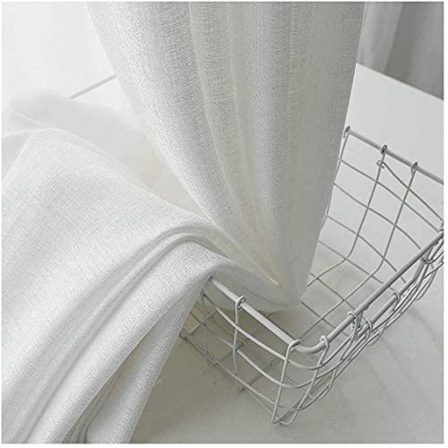 Rideau Voile Blanc Transparent 150x270 cm Lill Delux Ruban Boucler