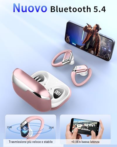 Image of Wireless Earbuds, Bluetooth 5.4 Headphones Sport, 50H Deep Bass Sound Over Ear Buds with 4 ENC Noise Cancelling Mic, Dual LED Display, IP7 Waterproof Earphones with Earhook for Workout /Running /Gym