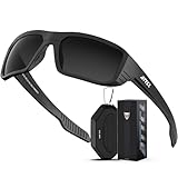 ATTCL Sports Polarized Sunglasses for Men: Ultra-Light Wrap Around TR90 Frame UV400 Protection for Fishing Driving Shooting Black 2555