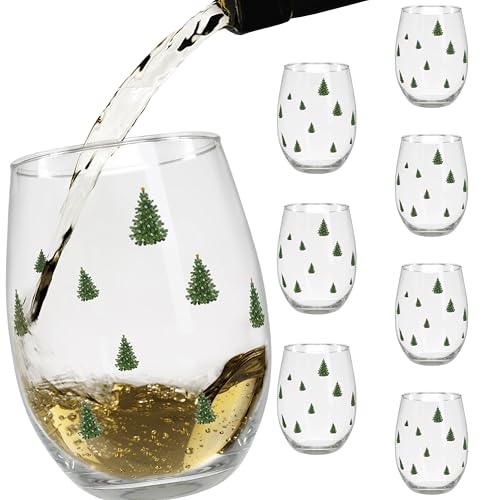 Verres à vin sans pied design sapin de Noël de qualité supérieure x8 - 6