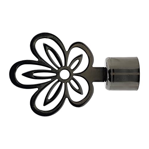 GIRASOLE HOME® Terminal fleur pour barre de rideau de diamètre de 18-20 mm 2 pièces en fer (Nickel Noir)