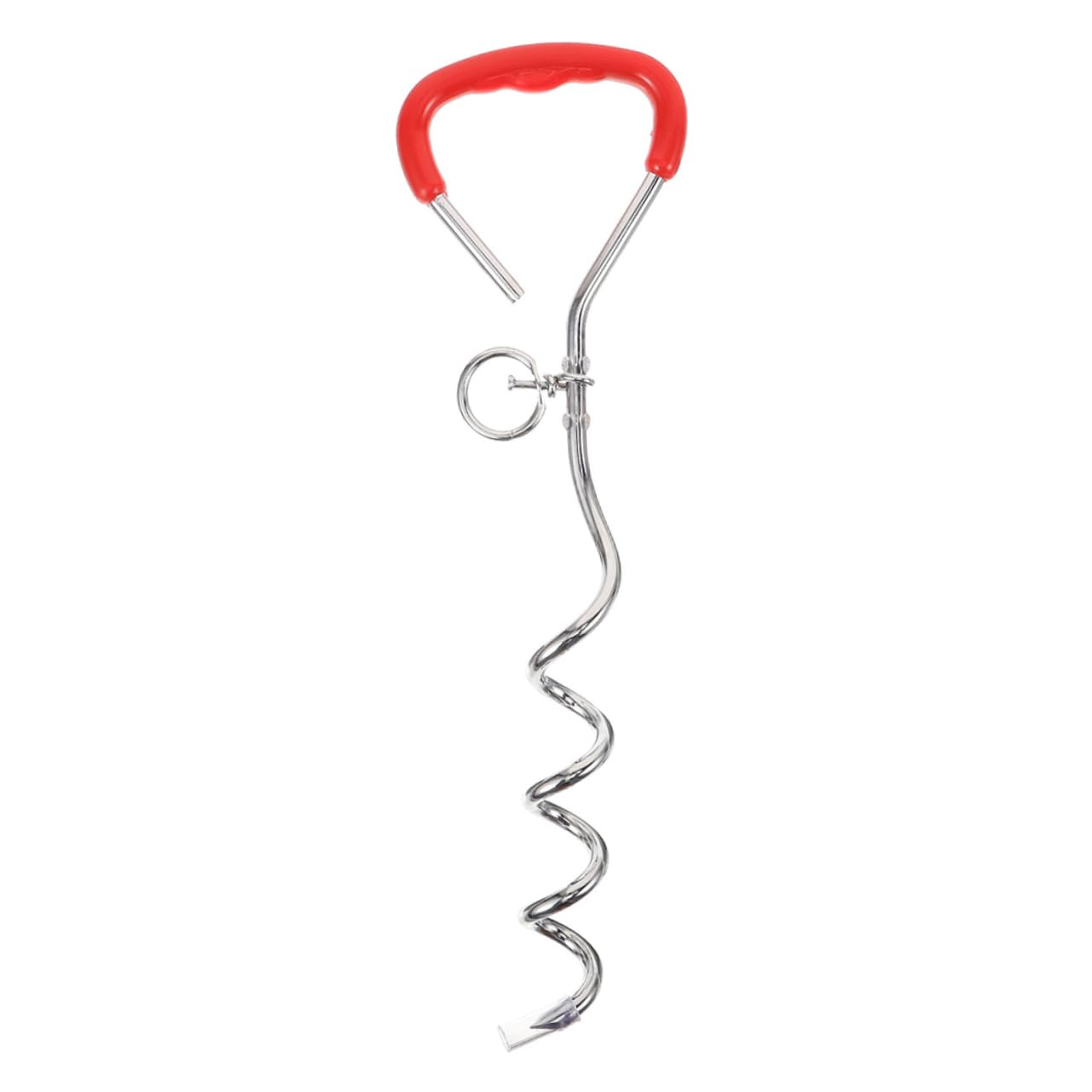 SUPVOX 2 Piezas Estaca De Corbata De Perro Estaca Espiral Reutilizable De Ancla para Perros Estaca De Tierra Estaca para Atar Perros Atar Estaca Rojo Anillo De Cadena Perro Atado Cromo