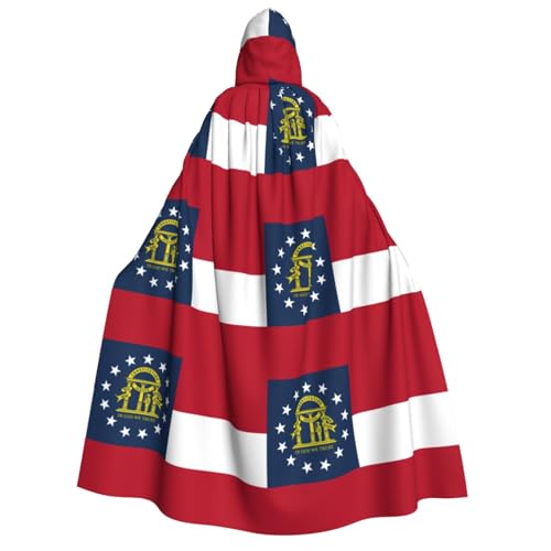 FKGKDF Georgia Flag Print Adult Halloween Hooded Cloak, Hood &