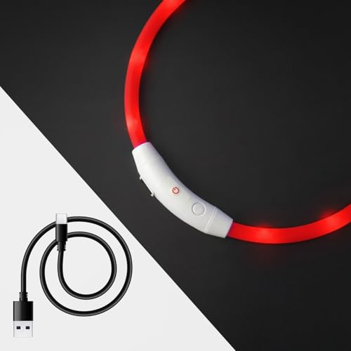 PRECORN LED USB-C Silikon Hundehalsband Halsband Hund Katzenhalsband Leuchthalsband für große kleine Hunde aufladbar