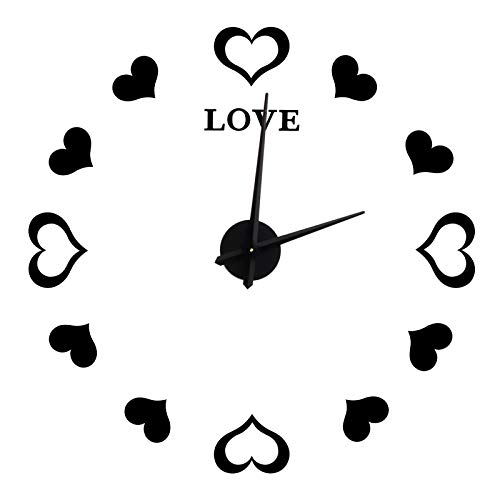 Tixiyu Etiqueta Engomada del Reloj de Pared de Moda con Superficie de Espejo Acrílico, Reloj DIY Grande para la Decoración del Hogar, Batería AA No Incluida (Negro)