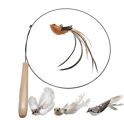 Ziurmut Juguete de caña de pescar para gatos | Juguetes de varita para gatos de interior | Accesorios para gatos en movimiento, juguetes para gatos para jugar y hacer ejercicio con gatito