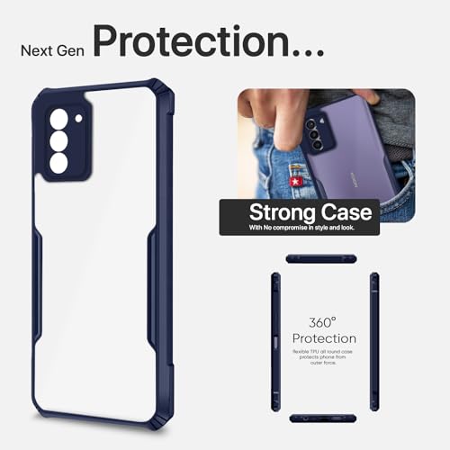 Image of Pikkme Nokia G42 5G Back Cover | Crystal Clear Transparent Back | Ultra Hybrid | Full Camera Protection | Raised Edge | Bumper Back Case (Blue)