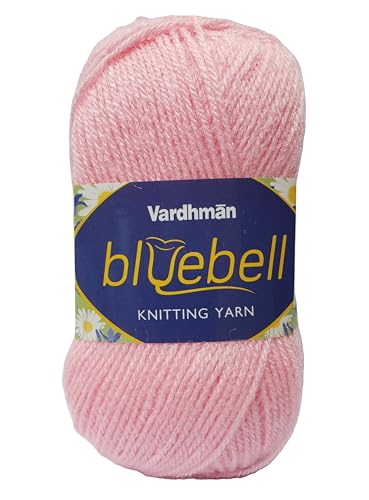 Image of Vardhman Blue Bell DK Weight Supersoft Hand Knitting & Crocheting Yarn (Pack of 1 ball - 100gram) 100% Acrylic, Multi Color Crochet Thread wool, Suitable for Craft, Babywear, Baby Blankets, Sweater, Scarf, Cap, Art & Craft - (Baby Pink - Bbell-002)