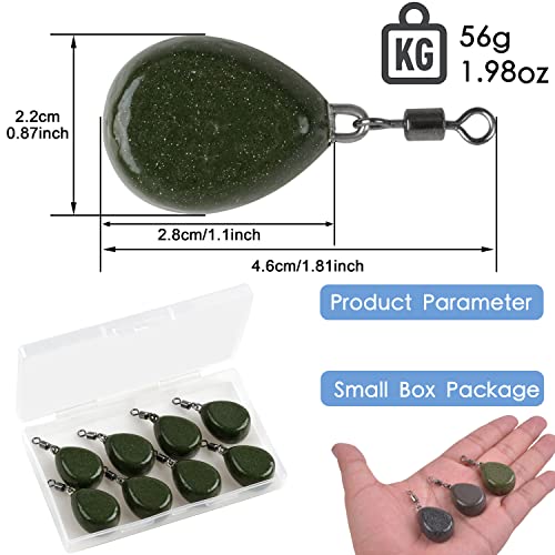 Image of AGOOL Carp Wegihts Fishing Sinkers - Tapered Flat Sinker with Rolling Swivels 2oz Coatd Lifelike Color Carp Fishing Gear Tackle