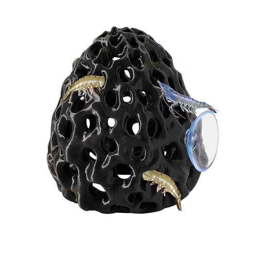 Image of Shrimp Dome Hide, Shrimp Hides for Aquarium, Betta Fish Hideout with Suction Cup, Betta Habitat Tank Ornament Accessories, Aquarium Decor for Small Fish Guppy Hiding Resting (Black)