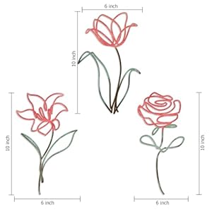 Oubasa Metal Flowers Wall Arts for Bathroom, Farmhouse Floral Decor Minimalist Flower Wall Decors for Living room Bedroom Kitchen Decoration - Thanksgiving Housewarming Gifts, Set of 3 Oubasa Metal Flowers Wall Arts for Bathroom Farmhouse Floral Decor Minimalist Flower Wall Decors for Living room Bedroom Kitchen Decoration Thanksgiving Housewarming Gifts Set of 3