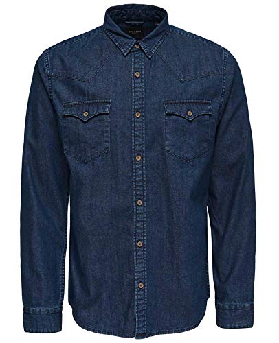 ONLY & SONS Herren Jeanshemd Onswashed (M, Dunkelblau (Dark Blue Denim Fit:Slim))