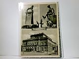  Braunschweig. Alte Ansichtskarte / Postkarte s/w, gel. 1958. 3 Ansichten : Der Löwe, Eulenspiegelbrunnen u. Staatstheater.