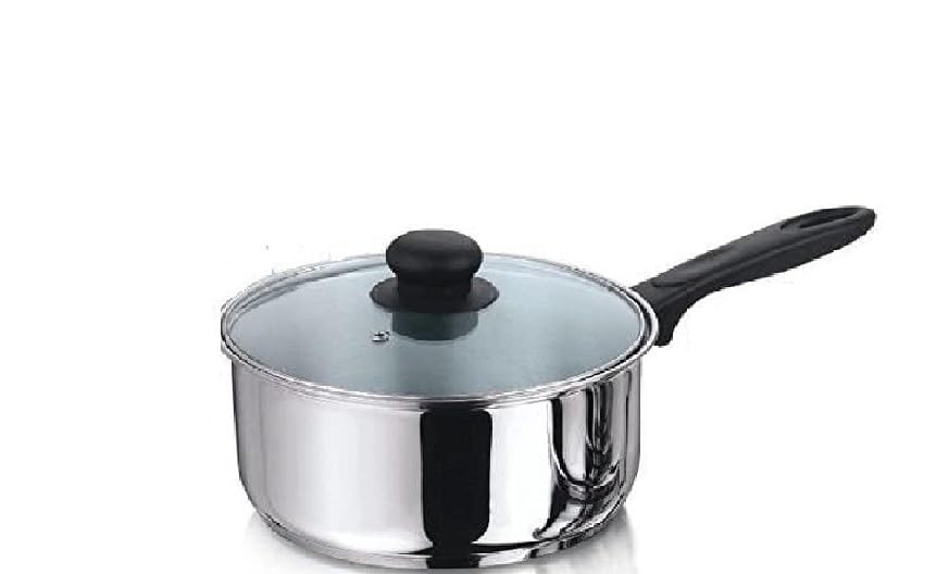 Nobel Stainless Steel Deep Saucepans with Glass Vented Lid,Phenolic Heat Resistant Handles, Encapsulated Bottom, Ideal for All hobs. Uncoated (Diameter 16 cm - 1.5 Litre)