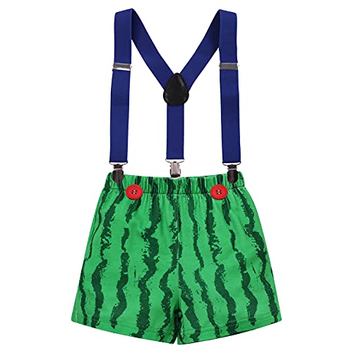 Watermelon 1St Birthday Outfit Boy Baby Cake Smash One In A Melon Gentleman Bowtie Romper Suspenders Toddler Bloomers Shorts First Watermelon Birthday Party Supply For Photo Shoot Clothes 1 Year #TOP2