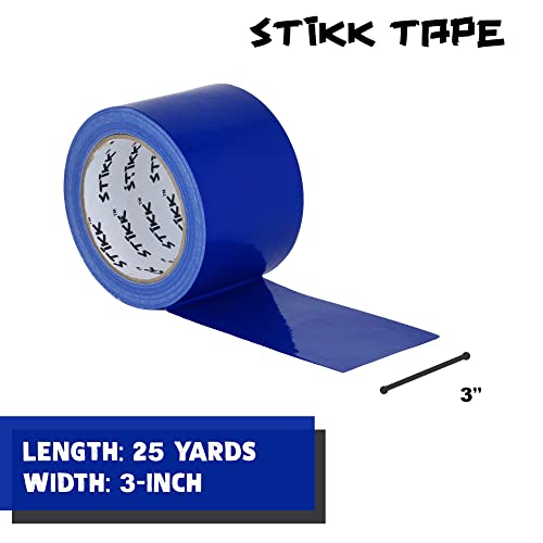 Stikk Duct Tape - Blue Duck Tape - 3 Inch X 25 Yards - Heavy Duty Tape For Repairs, Household Projects - Duct Tape For Commercial Hvac And Construction - Effective Heavy Duty Waterproof Duct Tape #TOP1
