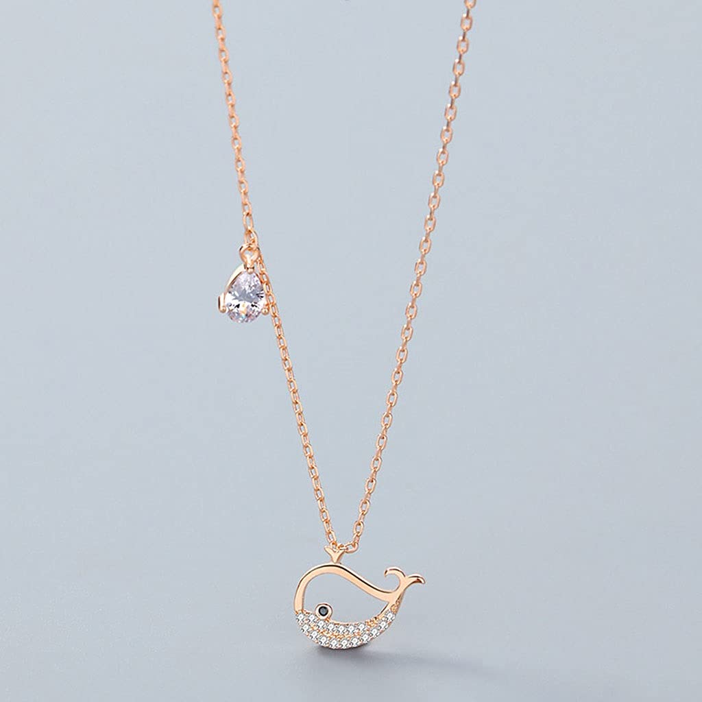 Collane Collana a Sospensione clavicola Lunghezza Totale 16.93in, collane per Donna, Piccola Forma di Balena, collane in Argento Sterling Collana da Donna