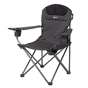 qeedo Johnny Chaise Camping XL (capacité: 150 kg), Chaise Pliante – BlackGrey