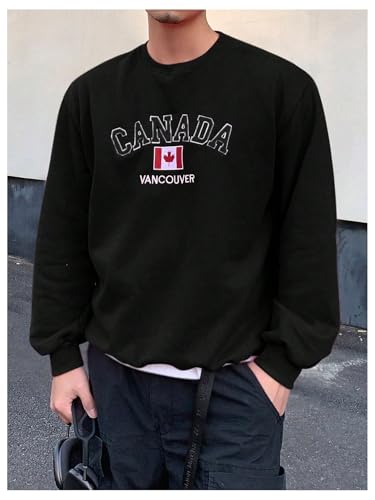 SHENHE Men's Crew Neck Canada Flag Print Graphic Vintage Sweatshirt Pullover Top4