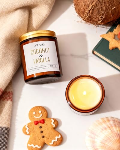 Image of AOOVOO Coconut Vanilla Candles - 9 oz Scented Candles, Aromatherapy Candle, Soy Candle for Home Scented (Pack of 2)