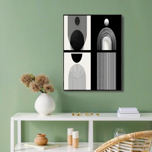 Art mural sur toile 80x120cm sans cadre avec arches minimalistes noir et blanc - 2