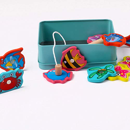 Toyvian Jogo de Pesca MagnÃ©tico Brinquedos MagnÃ©ticos de Madeira Captura de Peixes Montessori Jogo