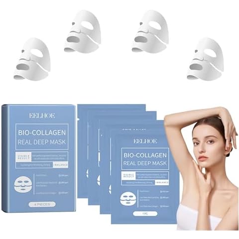 LEDeng Deep Collagen Anti Wrinkle Face Mask,Collagen Face Mask,Bio Collagen Deep Mask,Bio-Collagen Face Mask,Pure Collagen Mask Korean Deep Hydrating Firming Overnight Hydrogel Mask(4pcs/Box) Cover