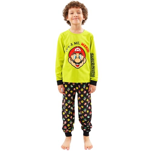 Super Mario Pajamas | Luigi Pajama Set | Gaming Long Sleeve Boys Pajamas | Boys PJs | Sizes 4 To 142