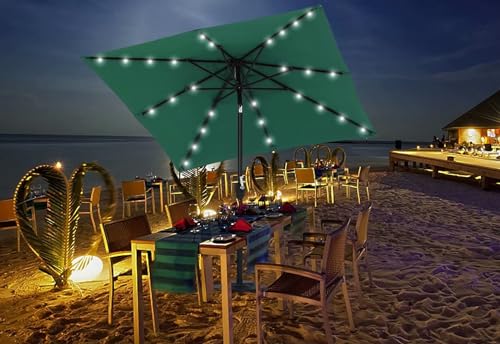 Image of ABCCANOPY Square Solar Led Patio Umbrellas 6.5FT x 6.5FT (Forest Green)