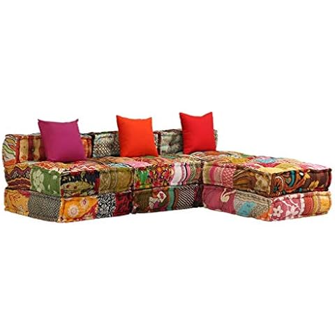 Sofá Cama Modular de 3 Plazas de Tela Patchwork Festnight Cover