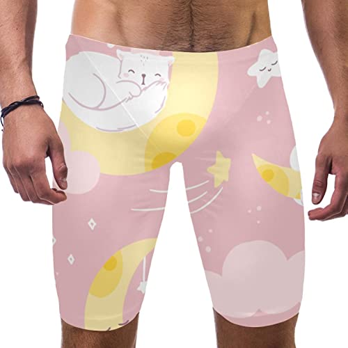 Short de bain pour homme confortable chat et lune multicolore taille L