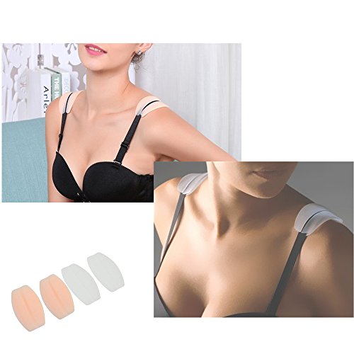 Sermicle Bra Strap Cushions Holder,Vekey Silicone Non-Slip Pliable Shoulder Protectors Pads Bra Cushions Pads 4 Pairs (Beige And White) #TOP1