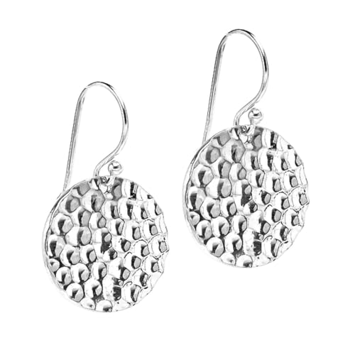 Boucles d'oreilles rondes en argent 925 martelé à la main de 20mm