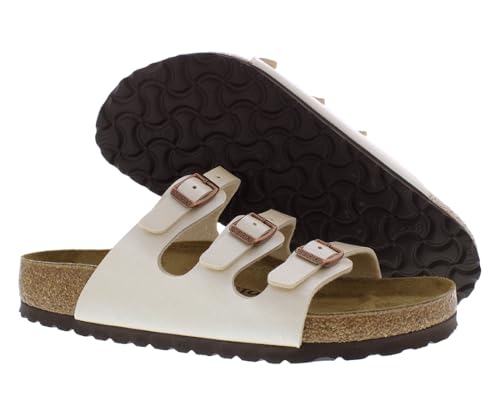 Image of Birkenstock Florida Unisex Shoes Size 4, Color: Graceful Pearl White /Dirty White