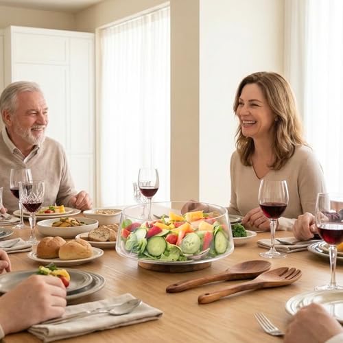 muso wood Salatschüssel Set - Groß Glas Salatschüssel mit Salatbesteck und Untersatz aus Akazienholz - Vielseitige Servierschüssel für Salat, Obst, Kartoffelsalat, Snacks und Familienessen, Partys