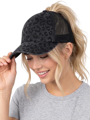 Image of Funky Junque Womens Baseball Cap Dad Hat Ponytail Messy Bun Trucker Ponycap