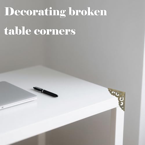 Image of Metal Corner Protector - 4 Pcs Metal Furniture Corner Protectors for Tables, Cabinets & Shelves, Decorative Safety Covers for Damaged Corners