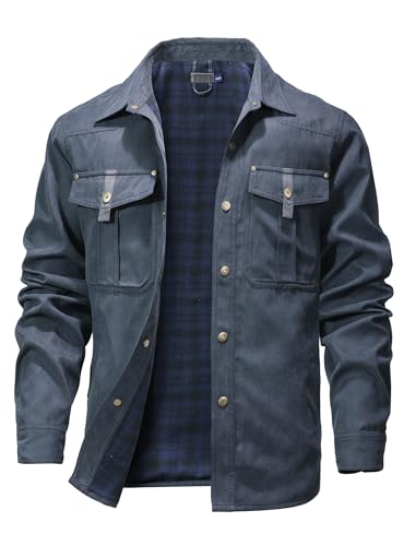 Image of HYPESTFIT Men's Plaid Flannel Lined Shirt Jackets