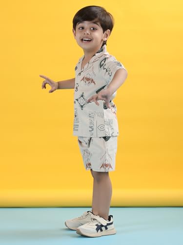 Image of POLKA TOTS 100% Cotton Half Sleeve Shirt and Shorts Combo for Boys | Co-Ord Set for Kids | Summer Wear Dress for Toddlers | Breathable & Skin-Friendly Boys Clothes | Trendy Summer Outfit & Beach Wear