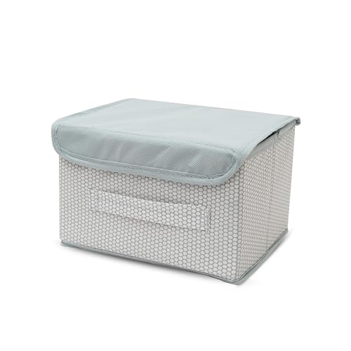 Image of STORE MORE Non Woven Big and Small Storage Box Wardrobe Closet Organizer Foldable Stackable Rectangular Basket /Bins with Lid & Handle (Grey, Set of 2)