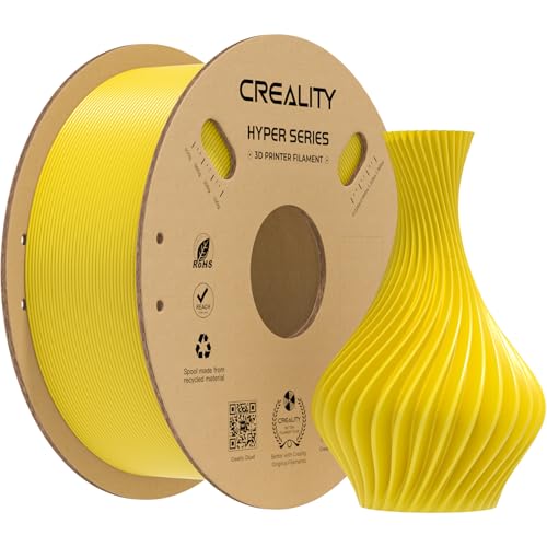 Image of Creality Hyper PLA Filament 1.75mm, High-Speed Printing 30-600mm /s, Smooth Extrusion and Stable Printing, Low Stringing, Consistent Performance 3D Printer Filament,+ /- 0.03mm Accuracy(Yellow)