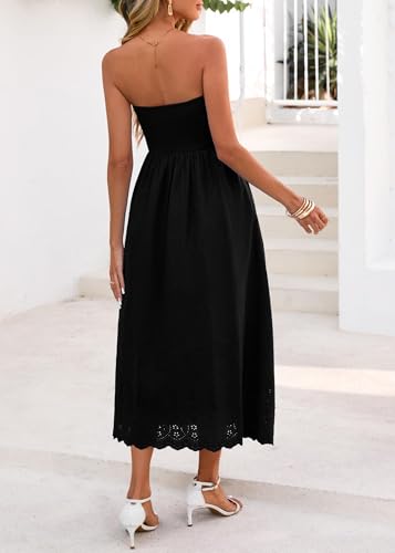 Lazysmile Women's Strapless Tube Top Boho Maxi Dress w/ Lace Trim and Pockets (Various) $13.99 or Less - image 2
